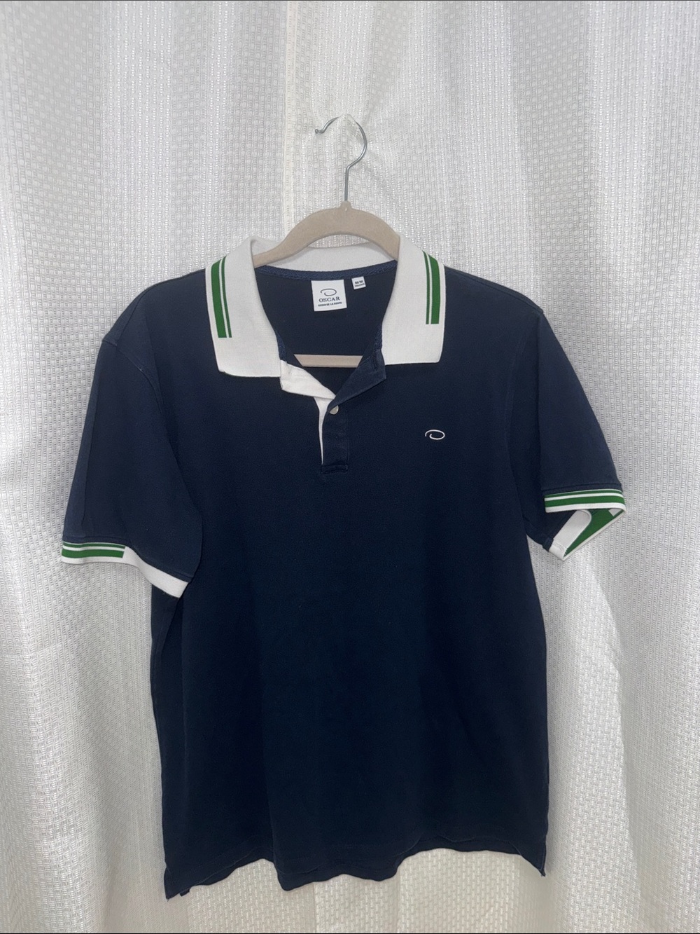 Oscar de la Renta Navy Polo with White & Green Trim